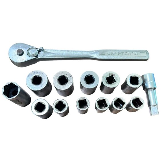 Craftsman Vintage 1/2" Drive 14 pc SAE G & -V- Series Socket Set 7/16" - 1 1/16" - Picture 2 of 5